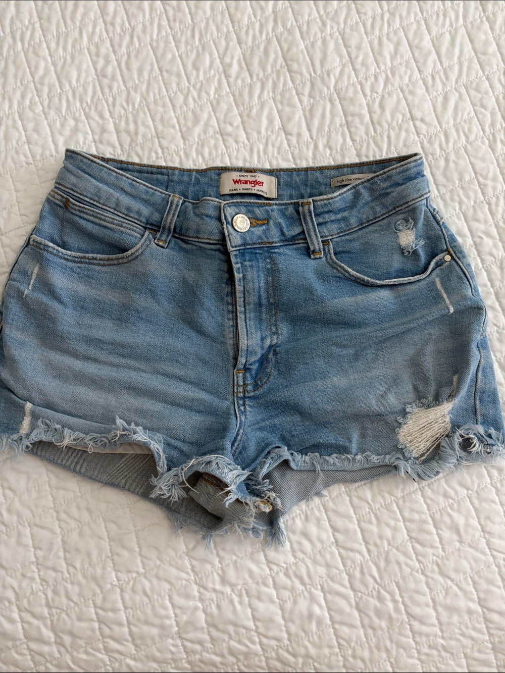 Wrangler Light Blue Distressed Denim Cutoff Shorts